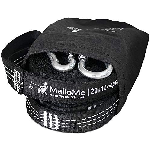 MalloMe XL Hammock Straps for Trees - Hammock Tree Straps Set 2000+ LBS Heavy Duty 40 Loops & 100% No Stretch Suspension S...