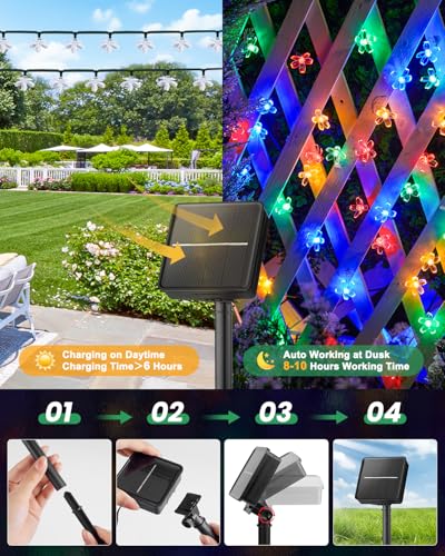 Brightown 60 LED Flower Solar String Lights Outdoor Waterproof Fairy Lights for Garden Yard Fence Patio Christmas Tree Wed...