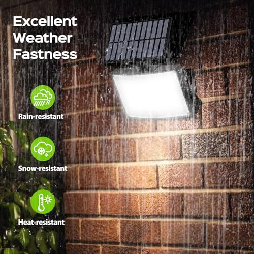 Adiding Solar Outdoor Lights, 202 LEDs Flood Lights with 16.4 ft Cable, Remote Control Solar Motion Sensor Outdoor Lights,...