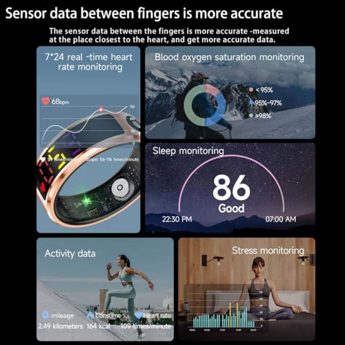 DJ.KEKAO Smart Ring with Color Screen|Track Heart Rate, Sleep, Blood Oxygen,Steps |Power|Display| Short-Form Video/Remote ...