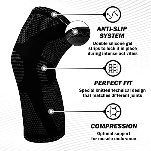POWERLIX Knee Compression Sleeve (Pair) - Best Knee Brace for Knee Pain for Men & Women – Knee Support for Running, Basket...