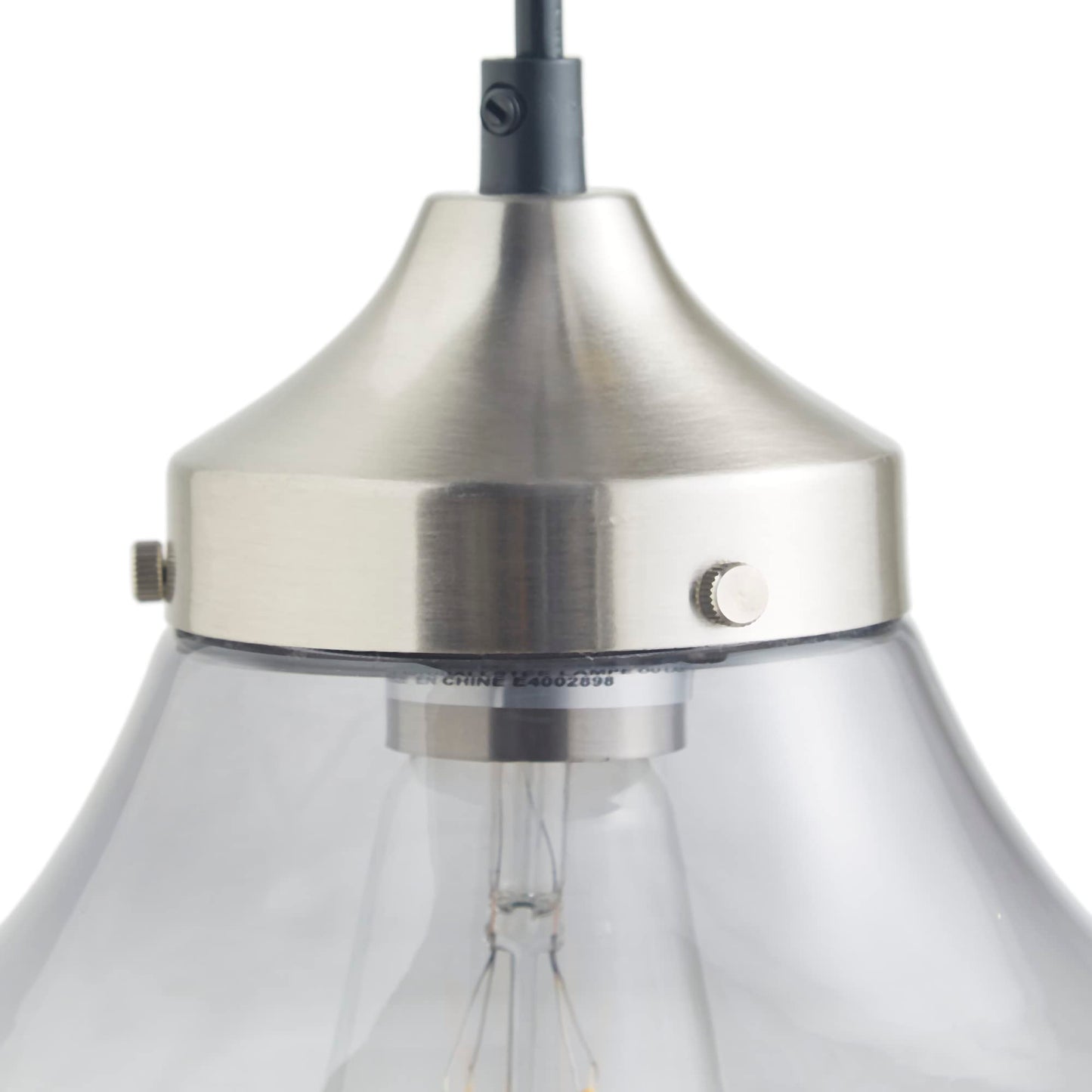 Hampton Hill Glass Pendant Light Fixture, Adjustable Bell-Shaped, Iron/Glass, 9.75in Dia x 49.25inH, Smoke Grey, Model FB151-1161