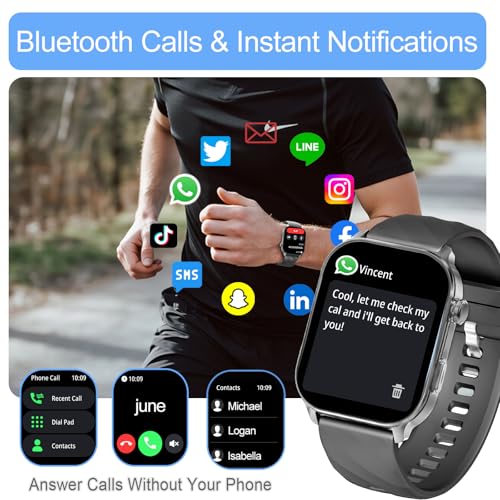 ALRETOME Smart Watch for Men with Built-in GPS, Bluetooth Call(Answer/Make Calls), Fitness Tracker, 2.1" HD Screen, Heart ...