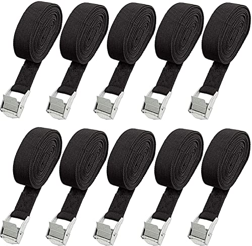 10 Pack Lashing Straps 16ft x 1" Tie Down Straps Cam Buckle Straps Heavy Duty Secure Straps up to 600 lbs for Kayak, Carg...