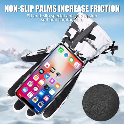 VZVXDW Winter Gloves, Waterproof Thermal Touchscreen Ski Glove, Suit for Ski, Cycling, Hiking, Driving, Typing, Freezer Work