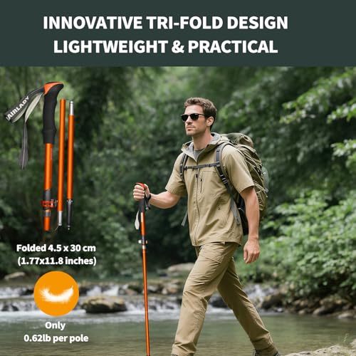 Deepfeel Collapsible Trekking Pole Adjustable Hiking Pole - Aluminum Alloy 7075 Walking Stick with Telescopic & Foldable T...