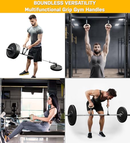 Double Circle Pull Up Handles - Pull Up Grips, LAT Pull Down Gym Handles Design - Quick Attachment to Bars and Barbell Gri...