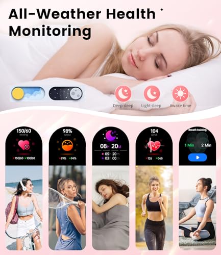 LIGE Smart Watches for Women (Answer/Make Call) with Diamonds,1.19” AMOLED Smartwatch with Heart Rate/Sleep Monitor,IP68 W...