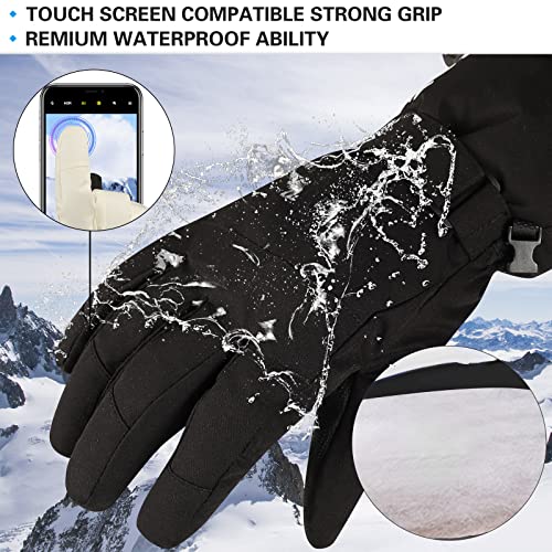 OMECHY Winter Gloves Men Women Warm Waterproof Ski 5 Layer Touch Screen Snow Gloves for Cold Weather