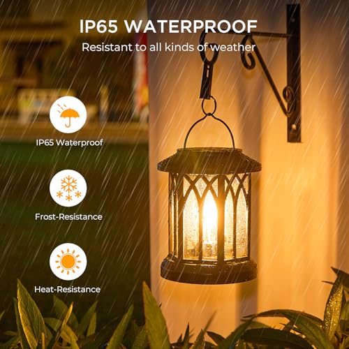 WdtPro 4 Pack Solar Lantern Outdoor Lights, Upgraded Bright Solar Lanterns Outdoor Waterproof, Hanging Solar Powered Lante...
