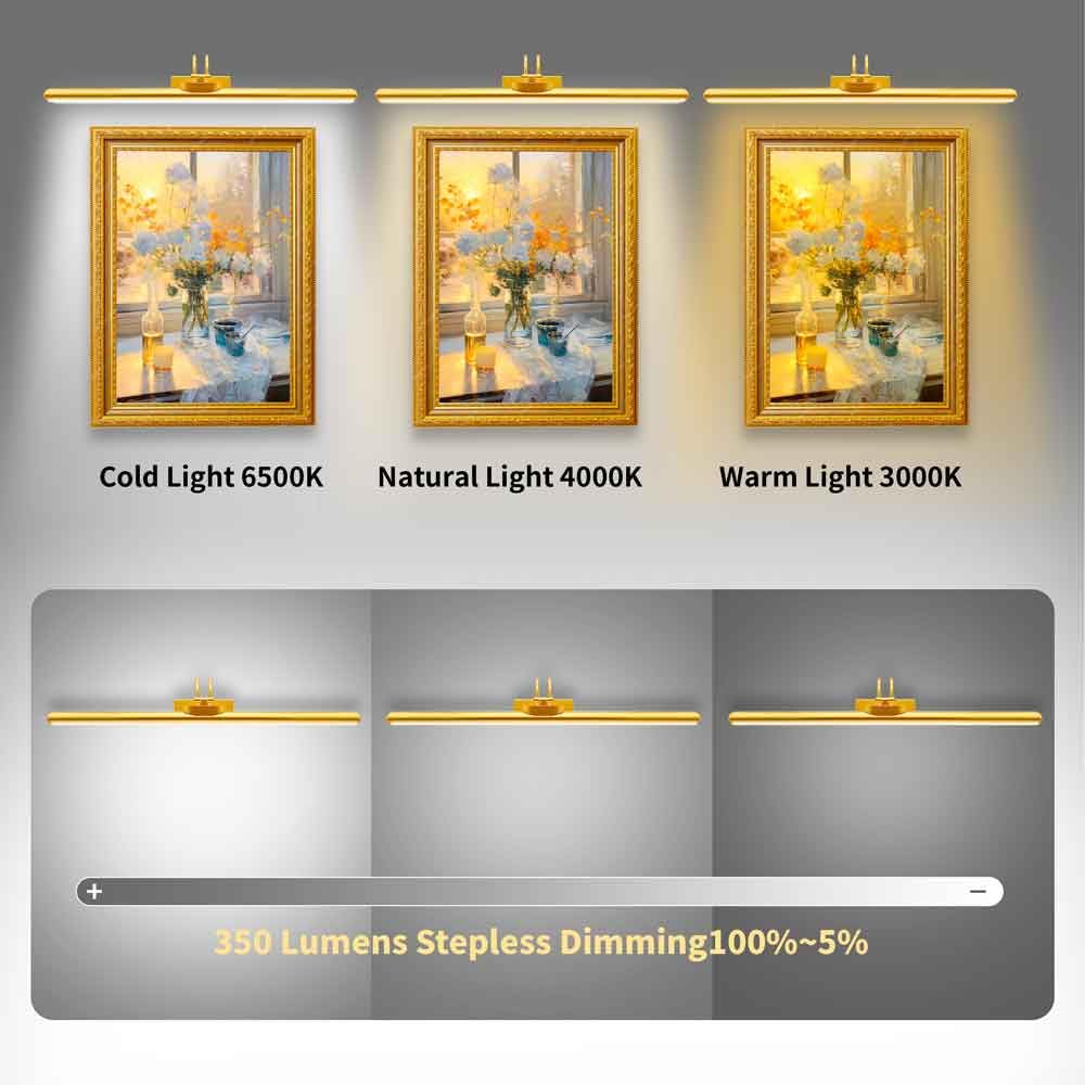 Tiaueu 26 Wireless Picture Lights  Rechargeable Battery Art Display Light With Remote Control  Dimmable/Timer Off Dartboard Light  3 Lighting Modes Full Metal discomfort-reducingting Display Lights (Gold-1 Pack)