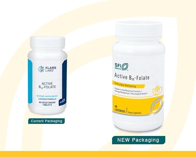Klaire Labs SFI Health Active B12 - Folate Supplement - Dissolvable Lozenge with Methyl Folate & Vitamin B12 Methylcobalamin - Highly Absorbable - Support Healthy Mood, Energy & Cognition (60 Count)