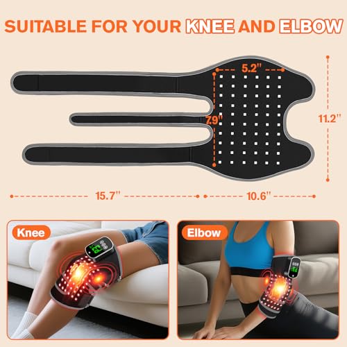 LanSuper Red Light Therapy for Knee, Heated&Vibration Red Light Therapy Knee Brace, Knee Massager for Pain Relief, 660nm&8...