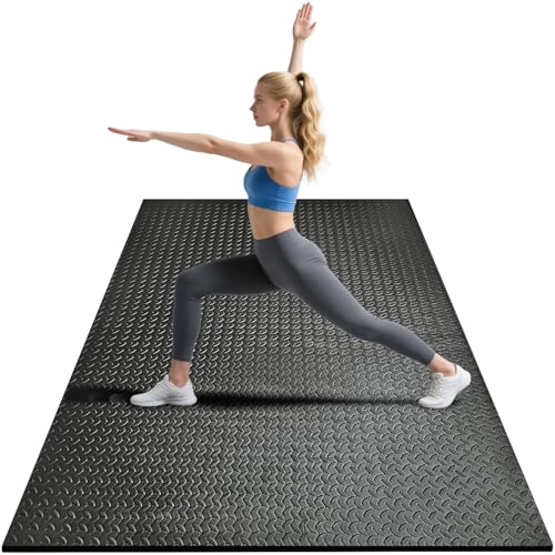 4x6ft Gym Floor Mat 10mm Thick - Large TPE/NPE Foam Workout Mat for Home Gym, Garage Floor, Yoga & Exercise - Non-Slip Ec...