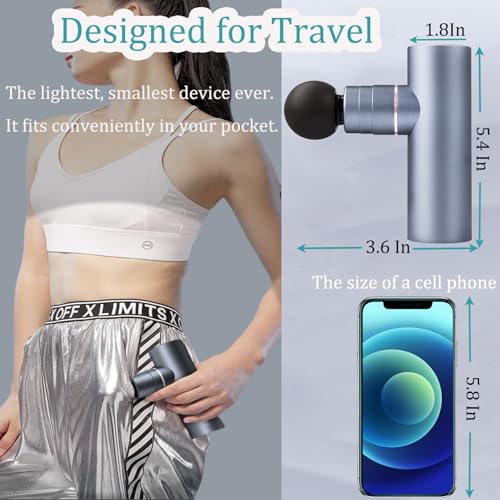 Mini Massage Gun for Pain Relief, Deep Tissue Percussion Muscle Massager with 4 Attachments, Rechargeable & Portable, Elec...