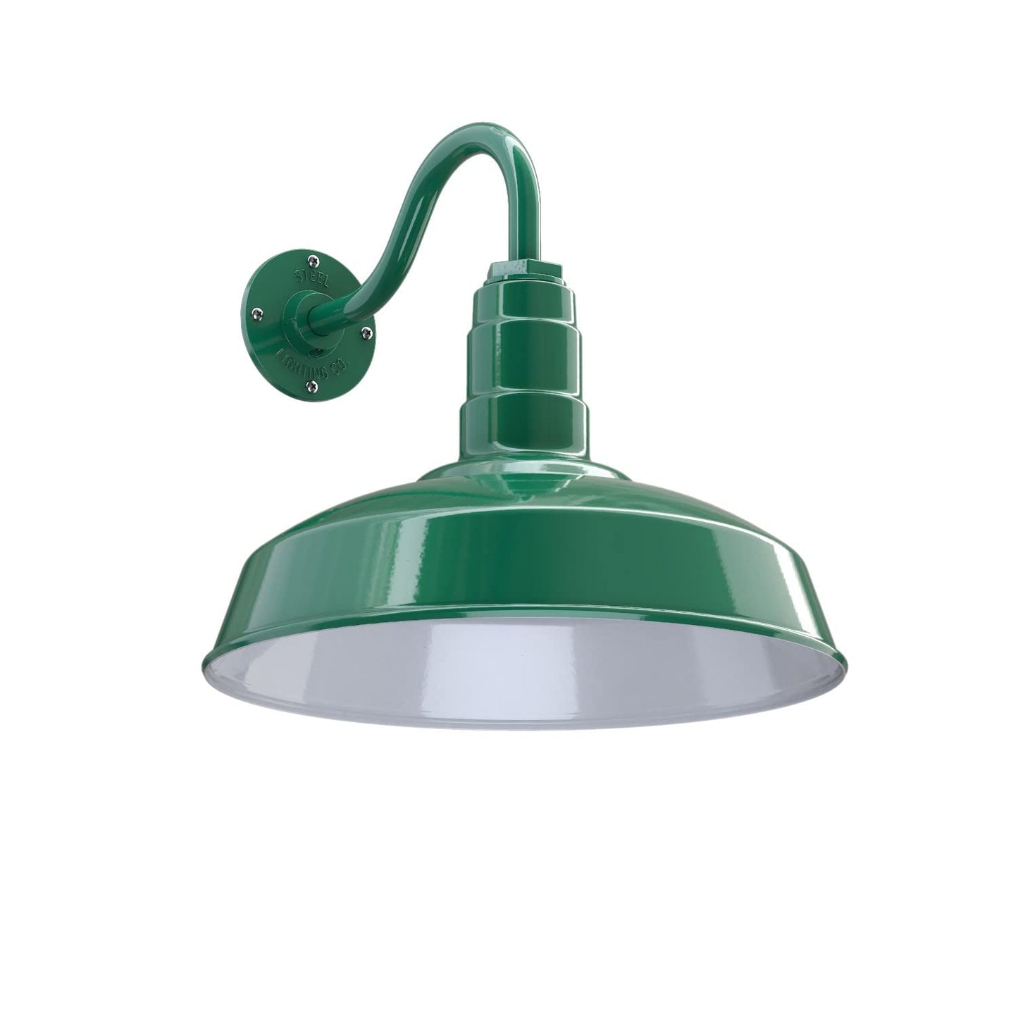 Steel Lighting Co. Gardena Barn Light - 16 Outdoor Wall Mount, 11 Gooseneck, Green Porcelain Finish, Made In America