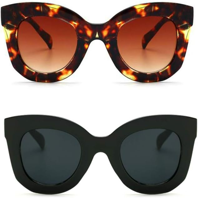 Freckles Mark Thick Fashion Butterfly Sunglasses for Women Trendy Round Cat Eye Sun Glasses