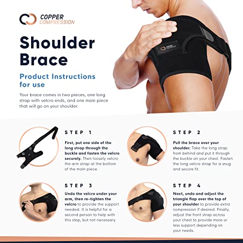 Copper Compression Recovery Shoulder Brace - Immobilizer for Torn Rotator Cuff, AC Joint Pain Relief, Dislocation, Arm Sta...