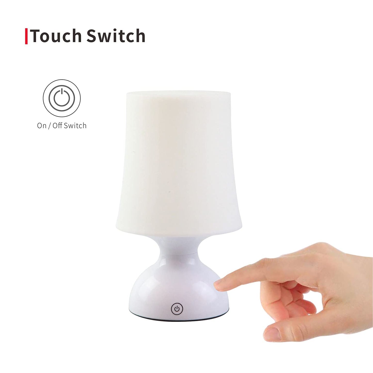 RiverLux LED Mood Light, Battery Powered Table Lamp, Minimalist Design, White, Model RL-NV002-WW