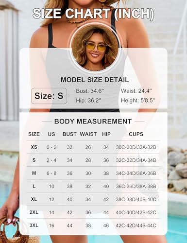 BMJL Womens Black One Piece Swimsuit with Skirt Tummy Control Bathing Suit Swim Dress Swimwear