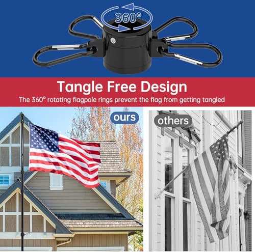 ZMTECH 10 FT Flag Pole in Ground, Heavy Duty Flag Pole Holder for Outside House with 5 Pronges Base, Extra Thick Flag Pole...