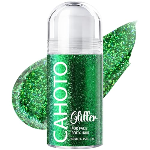 CAHOTO Green Rolling Glitter for Face Body & Hair, Roll-on Sequins for St. Patrick's Day, Sparkling Accessories for Christ...
