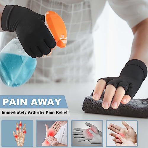 TIZHJOZI 2 Pairs Copper Arthritis Compression Gloves for Rheumatoid, Osteoarthritis, Carpal Tunnel Pain Relief, Compressio...