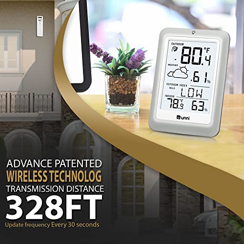 Indoor Outdoor Thermometer Hygrometer Wireless Weather Station, Temperature Humidity Monitor Battery Powered Inside Outsid...