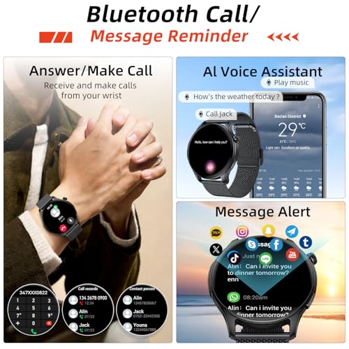 Smart Watch for Men Women Fitness Tracker: Waterproof Bluetooth Call Answer/Make Smart Watches for Android/iPhone Digital ...