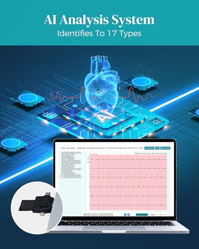 Livenpace Portable 12-Lead Heart Monitor with AI Analysis for Home Use, 24 Hours Recording, Stand-Alone Machine with LCD S...
