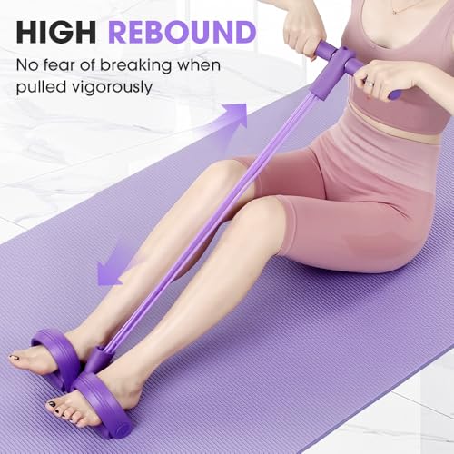 2026 New 21 Fitness Resistance Bands-4 Tube Pedal Ankle Puller, Resistance Band with Handle, Detachable and Adjustable Ped...