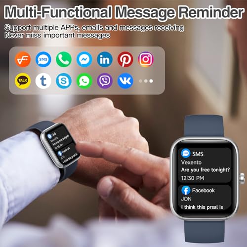 Smart Watch for Women Men with Bluetooth Call, Alexa Built-in Smartwatch, 1.83"DIY Dial Fitness Watch with Sleep Heart Rat...