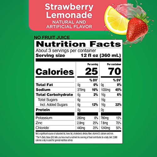 Amazon Basic Care Advantage Care Electrolyte Solution with Prevital Prebiotics, Strawberry Lemonade, Hydration Drink, Repl...