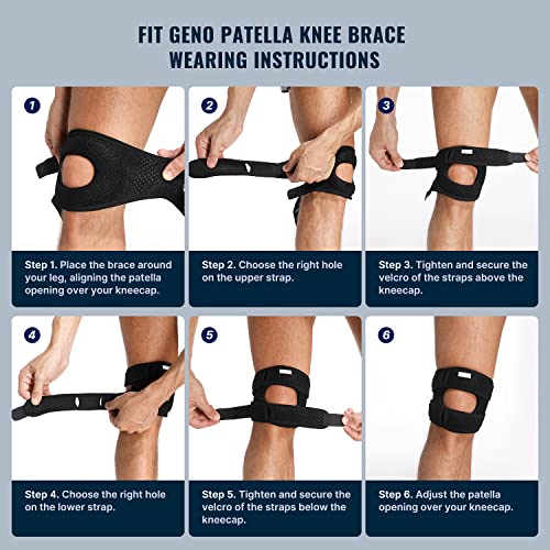 Fit Geno Patella Knee Brace for Women and Men, Patellar Tendon Support Strap with Side Stabilizers, Knee Band with Patella...