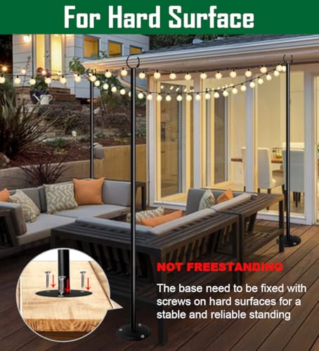 Tigerden 10ft String Light Poles for Hard Surfaces, Light Poles for Outdoor String Light, Perfect for Garden, Backyard, an...