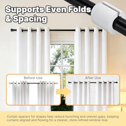 Yudylg 14 Pack Curtain Spacers EVA Foam Rollers – 85 mm White Curtain Shaper for Drapes, Snap-Fit Uniform Spacing Design f...