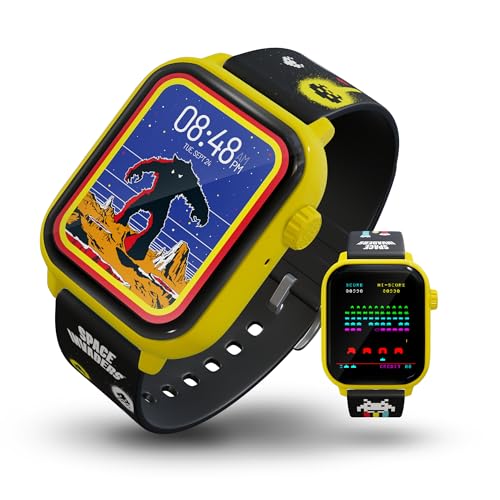My Play Watch Space Invaders Retro Gaming Smart Watch, Selective Tech, Yellow Bezel, Non-Connected, Built-in Space Invader...