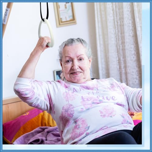 Tandefio 2 Sets Elderly Pull up Bed Trapeze Ceiling Mounted Bar Trapeze Stand Ladder Bed Helper 2 Stainless Steel Fixing P...