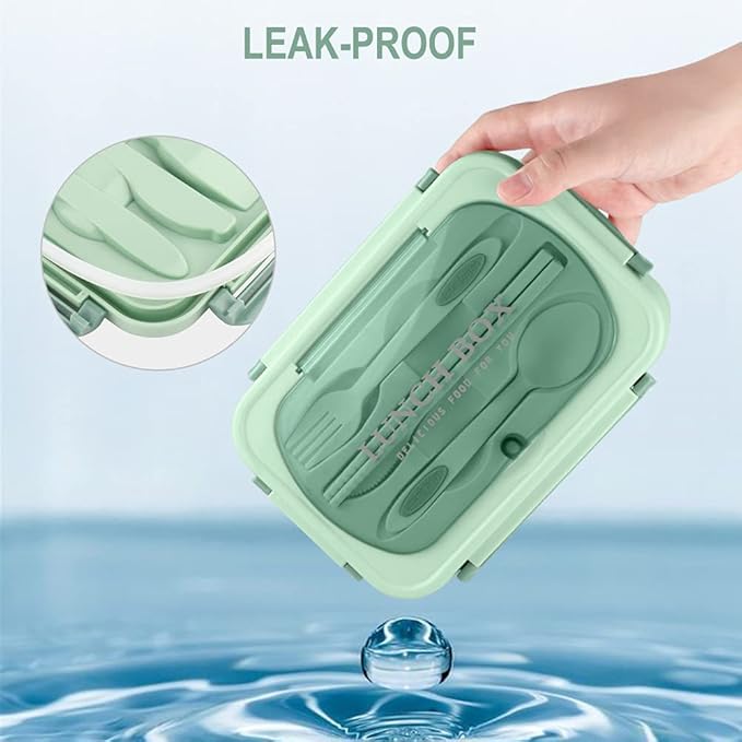 Bento Box for Adult, 1200 ML Lunch Containers for Adults, LeakProof Lunch Box with Utensils, BPA Free, 3 Compartment Bento Box Microwave Safe
