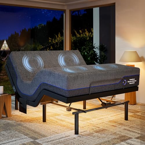 Marsail NS1 Massage Adjustable Base with Mattress Set, Queen Adjustable Bed Frame + 12-inch Cooling Gel Memory Foam Mattre...