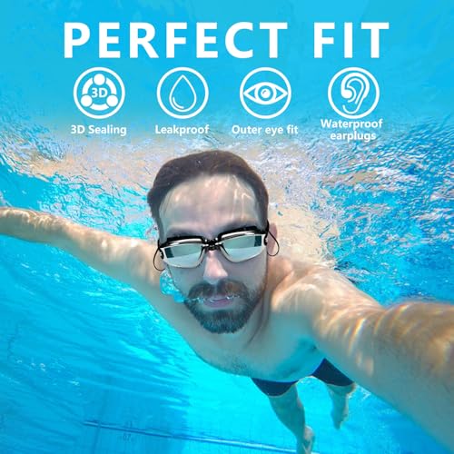 Airoads Shortsighted Swim Goggles Nearsighted Swimming Goggles Leakproof Anti Fog Swimming Goggles for Adult Men Women Youth