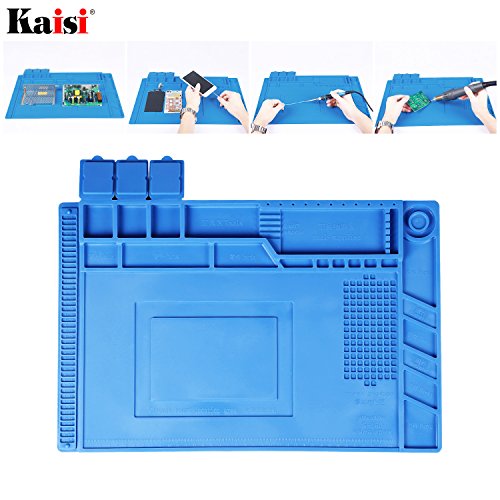 Kaisi Heat Insulation Silicone Repair Mat with Scale Ruler and Screw Position for Soldering Iron, Phone and Computer Repai...