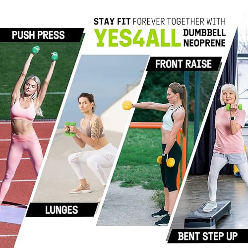 Yes4All 5 lbs Dumbbells Neoprene with Non Slip Grip – Great for Total Body Workout – Total Weight: 10 lbs (Set of 2)