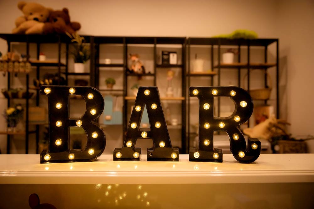 Foaky LED Marquee Number Lights Sign - Battery Powered Christmas Decoration - Black Plastic - Perfect for Weddings & Parties