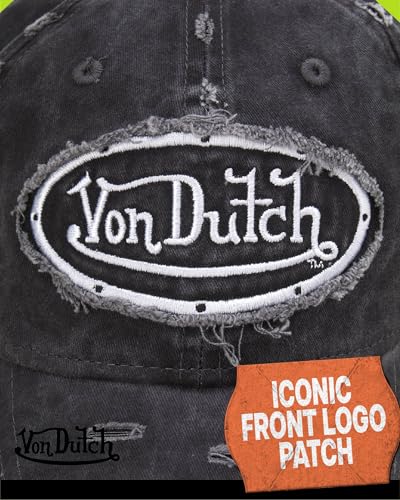 Von Dutch Men & Womens Baseball Caps - Breathable Adjustable Snapback Soft Cotton Canvas Curved Brim Vintage Hat