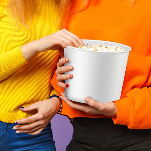 Hoolerry 50 Pcs Disposable Paper Bucket 85 oz White Cardboard Ice Bucket Bulk Ice Holder for Party Food Container Supplies