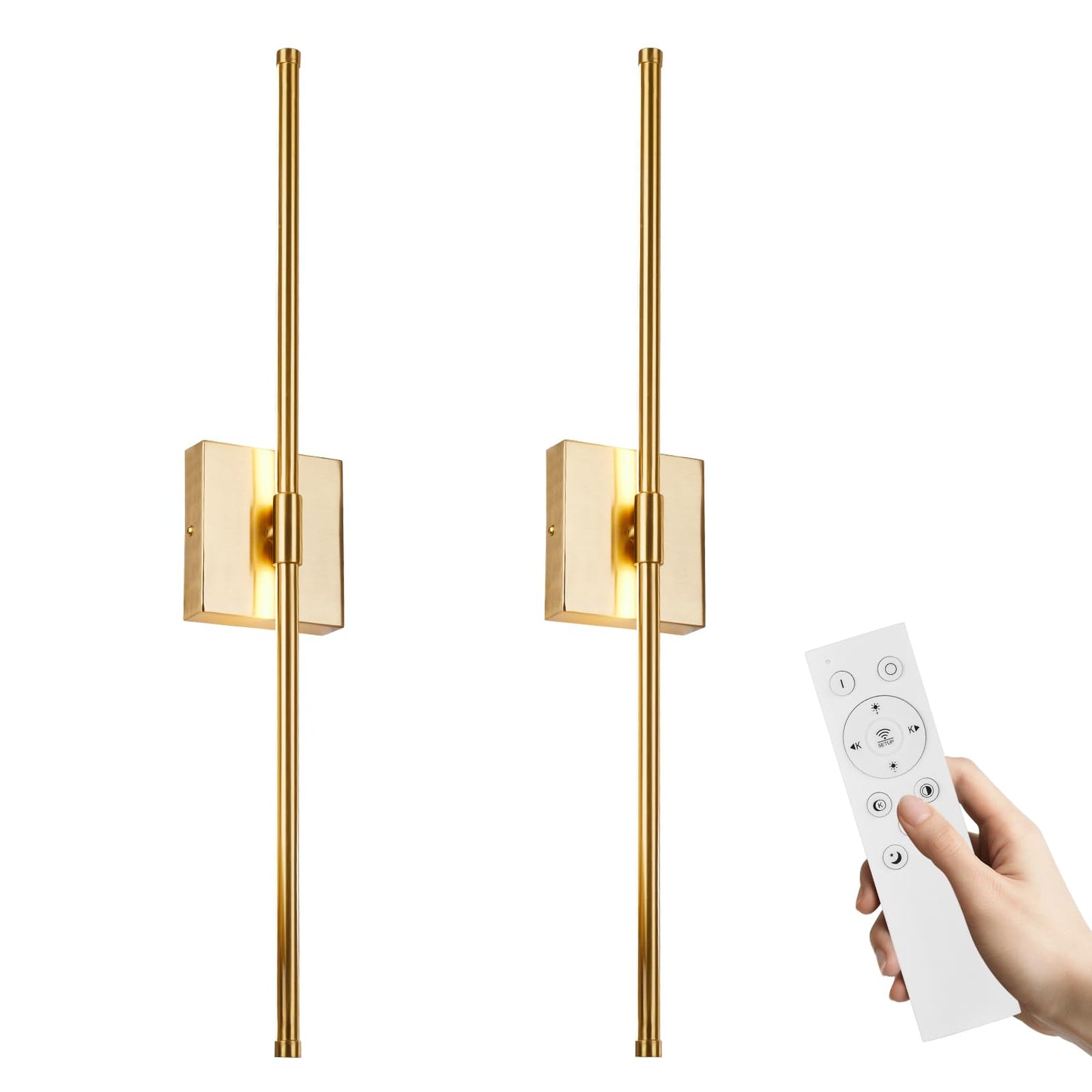 Goosebrite LED Wall Sconce with Remote Control, Dimmable, Timer, 27.55 Inch, Gold, Iron, 5 Colors 3000K-6500K