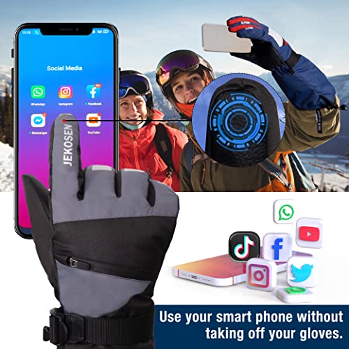 JEKOSEN Ski Gloves Mens Womens Waterproof Touchscreen Snowboard Gloves Snow Winter