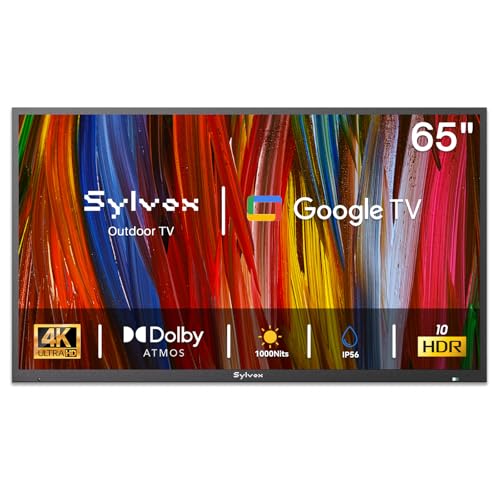 SYLVOX Outdoor TV, 65 inch Smart TV Waterproof Outdoor TVs, 4K Weatherproof Television for Outside,Support Google Assistan...