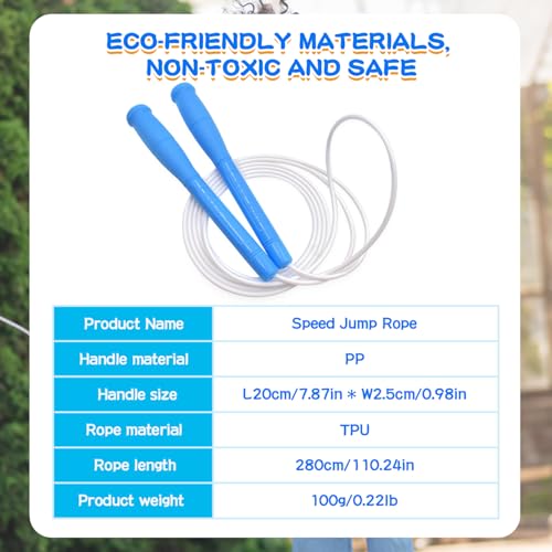 FEELCAT Jump Rope For Kids & Adults，4mm TPU Ropes For Speed Jump Rope,Double Unders, Long Handles & Tangle-Free,9.19FT Adj...